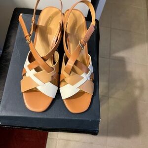 Tommy Hilfiger Tan and Cream Strappy Sandals
